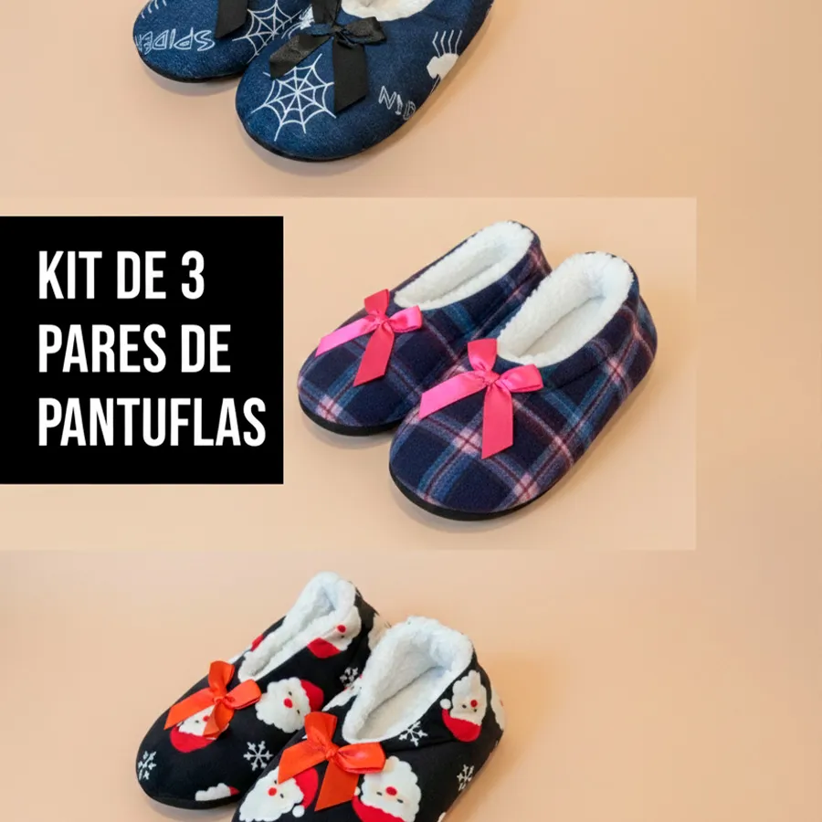 PANTUFLA-01 KIT DE 3 PANTUFLAS 6724